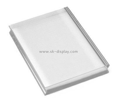 Custom clear pexiglass stamp block with finger groove AB-053