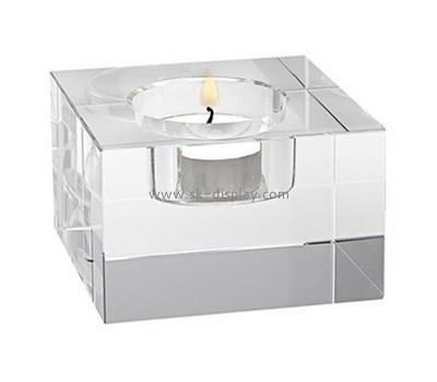 Custom square clear acrylic candle holder block AB-064