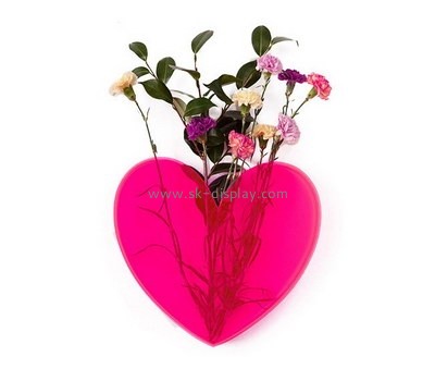 Custom heart shape pink acrylic vase SOD-888
