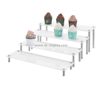 Custom 4 tier rectangular white acrylic cupcake risers plexiglass dessert display stand SOD-1003