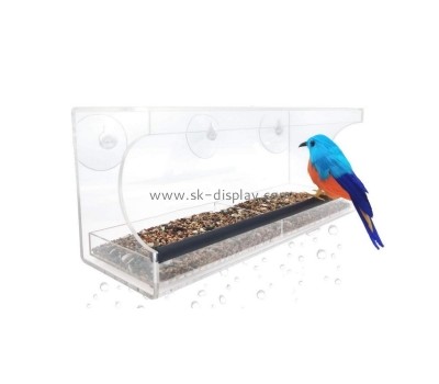 Custom acrylic window bird feeder with suction cups, sliding seed tray SOD-1032