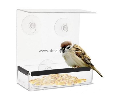 Custom plexiglass clear plexiglass window bird feeder for outdoors wild birds, finch, cardinal and bluebird SOD-1036