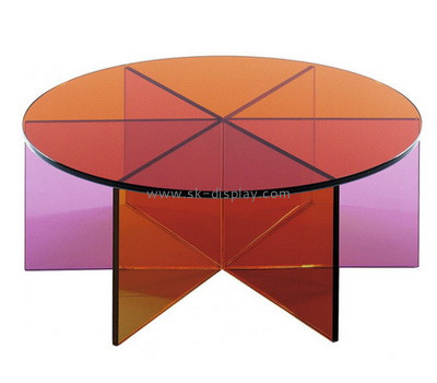 Acrylic manufacturer customize plexiglass round coffee table AFS-493