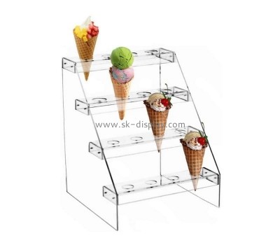 Acrylic factory customize perspex food cone display stand lucite ice cream cone serving holder FD-344