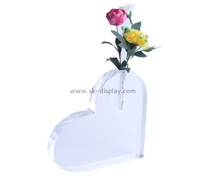 Perspex manufacturer customize acrylic vase heart shape plexiglass bud vase AB-212