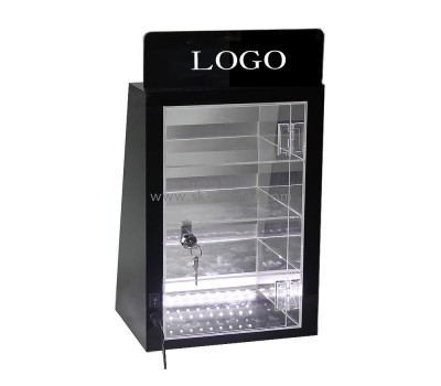 Custom lighted corner curio cabinet black LDD-054