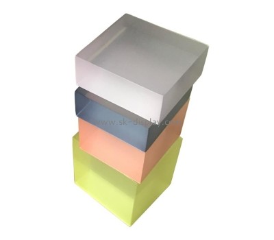 Custom sandblasted dyed translucent colored acrylic block plexiglass cube frosted dyed AB-247