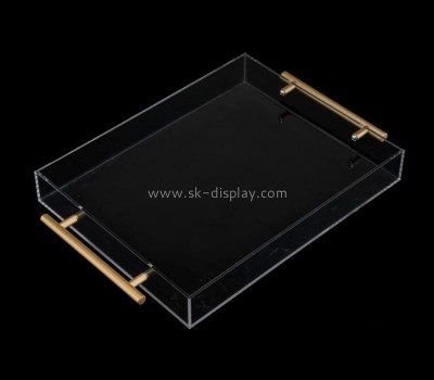 OEM supplier customized acrylic serving tray with metal handles STS-140