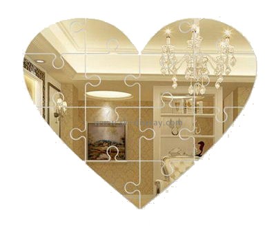 Custom design acrylic heart shaped sticker 1.3mm thick mirror decorative wall mirror MA-076