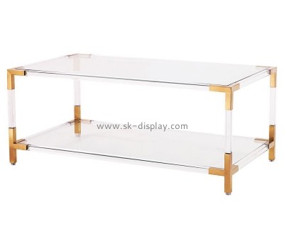 Acrylic display manufacturers customized long narrow acrylic coffee table with shelf AFS-235