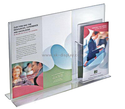 Customize table top acrylic sign holder with brochure pocket BD-762