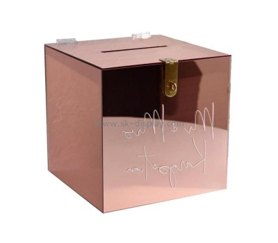 Acrylic square donation box with key and lock DBS-006