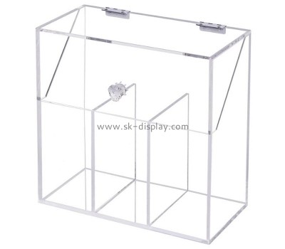 Acrylic plastic storage boxes with two dividers and one lid DBS-007