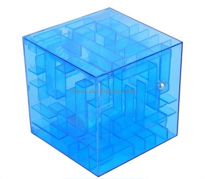 Blue 3D puzzle cube lucite coin box DBS-024