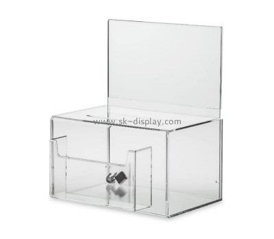 Small clear acrylic donation box with lock DBS-040