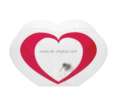 Factory direct wholesale heart shape clear acrylic donation box with competitive price DBS-055