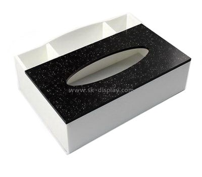 Double color acrylic tissue paper box with storage box DBS-063