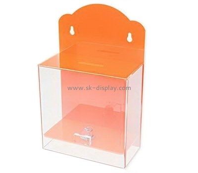Custom orange acrylic ballot suggestion boxes with lock DBS-149