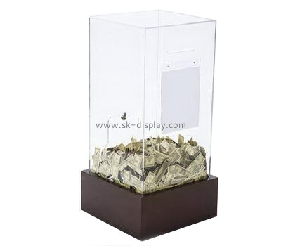 Acrylic box manufacturer custom plastic donation ballot boxes with lock DBS-465