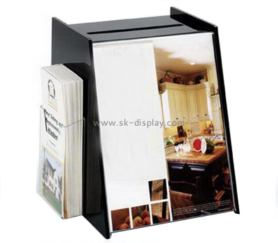 Acrylic display supplier custom black ballot box with sign holder DBS-469