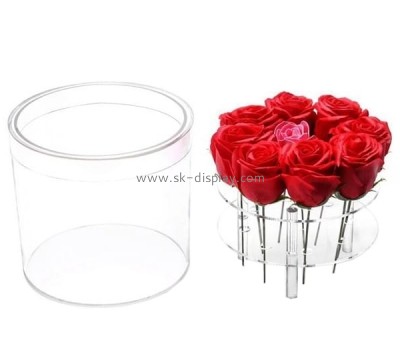 OEM supplier customized round acrylic rose box lucite flower box DBS-1241