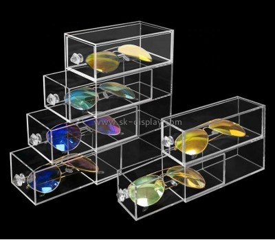 Plexiglass supplier custom acrylic sunglasses drawer box perpsex eyeglasses storage box GD-019