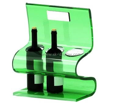 Green acrylic wine bottle display holder with handle taking WD-034