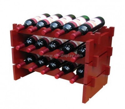 Red acrylic wine bottle display stand with three tiers WD-040