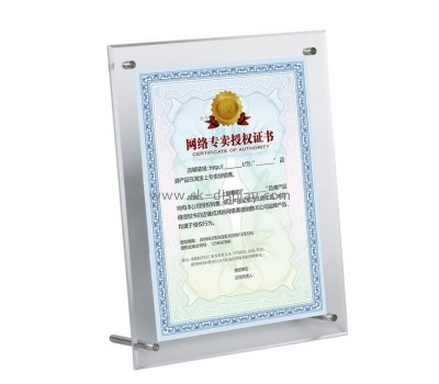 Perspex supplier custom acrylic certificate frame plexiglass certificate holder frame BD-1106