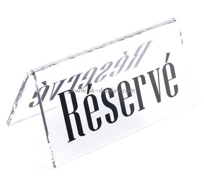 Acrylic manufacturer custom reservation table sign plexiglass table tent sign BD-1107