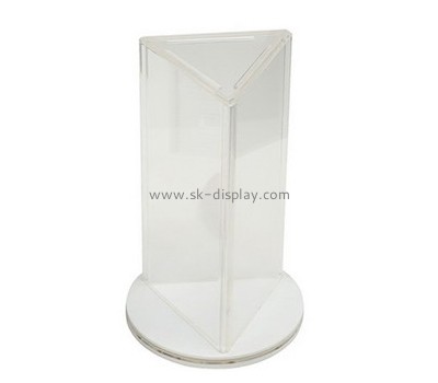 Custom acrylic 3 sided table sign holder with revolving base BD-1144