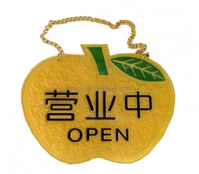 Acrylic apple shape open sign with hanging chain SOD-034