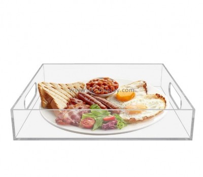 Acrylic products manufacturer customized breakfast tray serving tray with handles SOD-175