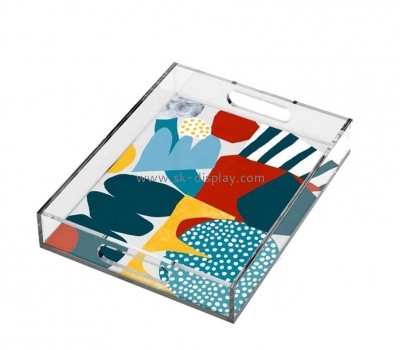 Acrylic items manufacturers customized personalized acrylic serving trays with handles SOD-176