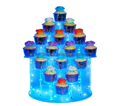 China acrylic manufacturer custom plexiglass LED light string cupcake stand KLD-075