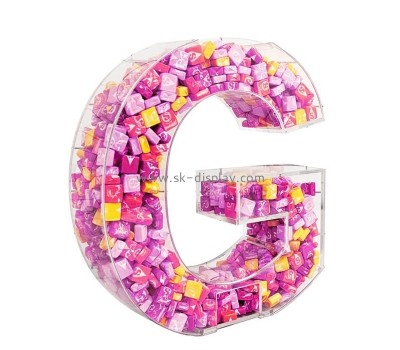 Plexiglass manufacturer custom acrylic candy box lucite letter shape candy box FD-443