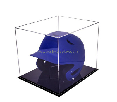 Lucite box manufacturer custom acrylic helmet showcase with black base DBS-1257