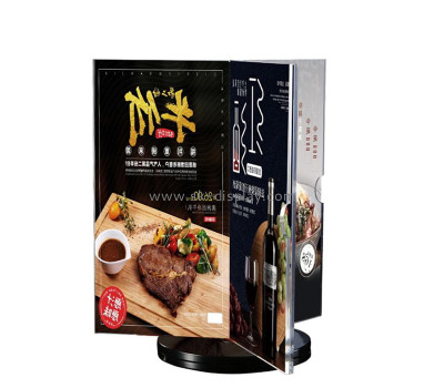 Acrylic manufacturer custom plexiglass restaurant table top rotating menu sign holder BD-1083