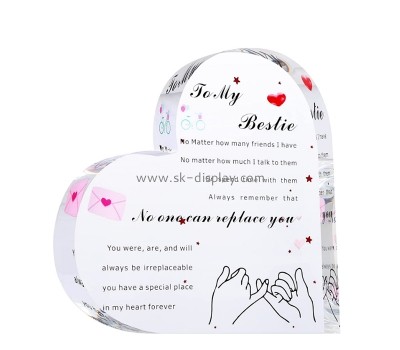 Acrylic products supplier custom plexiglass heart gift for bestie inspirational quotes CA-098