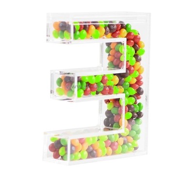 Lucite display supplier custom acrylic number shape candy showcase FD-463