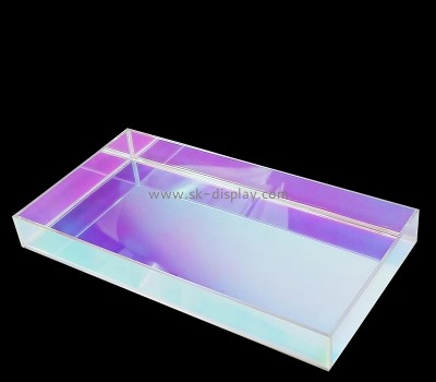Plexiglass products supplier custom iridescent acrylic perfume cosmetic organizer tray STS-199