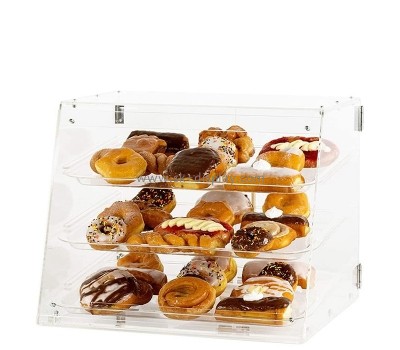Plexiglass display supplier custom acrylic pastry display case with 3 trays FD-468