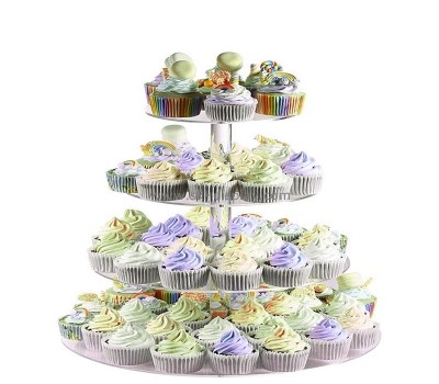 Acrylic products manufacturer custom lucite 4 tiers cupcake stand for party FD-469