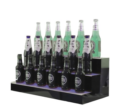 Custom acrylic 3 tiers LED wine bottle ladder display stand KLD-097