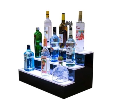 Custom acrylic 3 tiers led luminous wine bottles display stand KLD-104