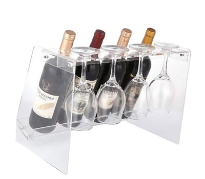 Custom acrylic wine bottles and glasses holder rack WD-213