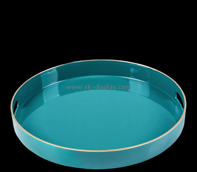 Custom acrylic round decorative tray with handles STS-215