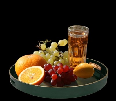 Custom acrylic round fruit serving tray with handles STS-216