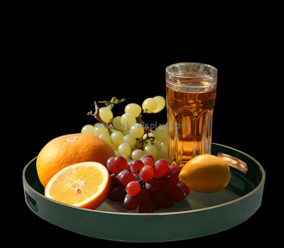 Custom acrylic round fruit serving tray with handles STS-216