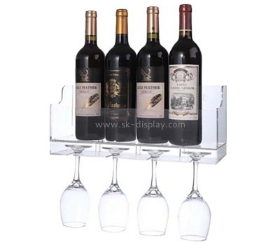Custom acrylic wall wine bottles and glasses holder rack WD-214